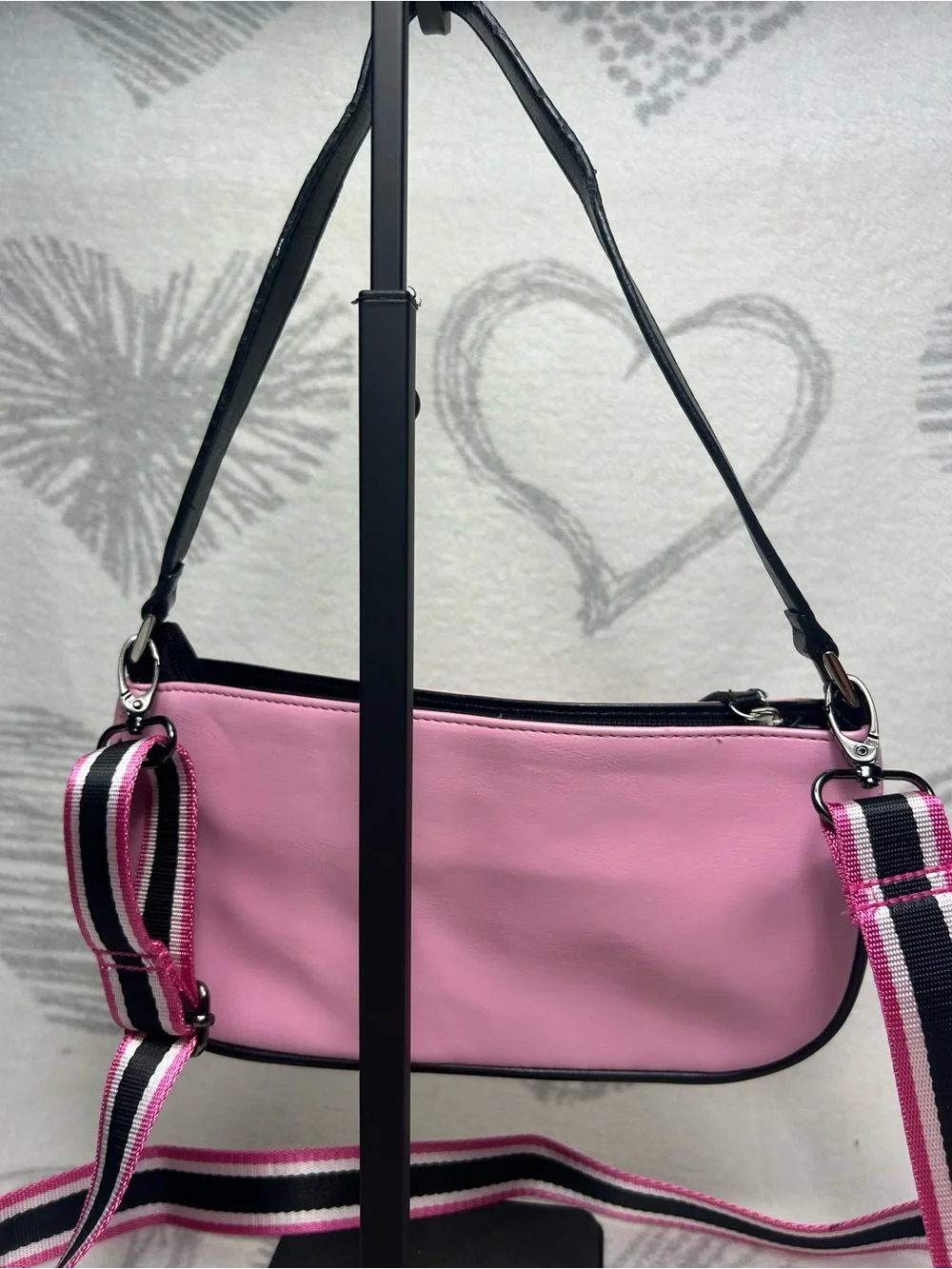 Y2K 90’s Pink And Black Cheerleader Preppy J Shoulder Bag